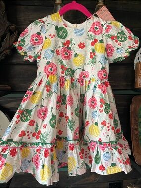 Ollie Jay Green Aura Vintage Ornament Dress Girls Size 4 NEW